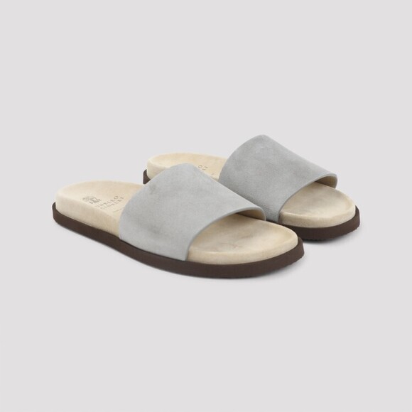 Brunello Cucinelli Grey Suede Sandals - NWT